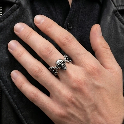 ANELLO TESCHIO Argento 925 Ematite