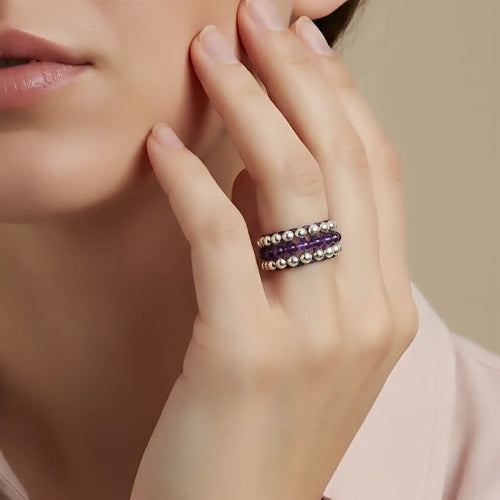 Anello donna con ametista naturale in argento 925 Galvani Gioielli