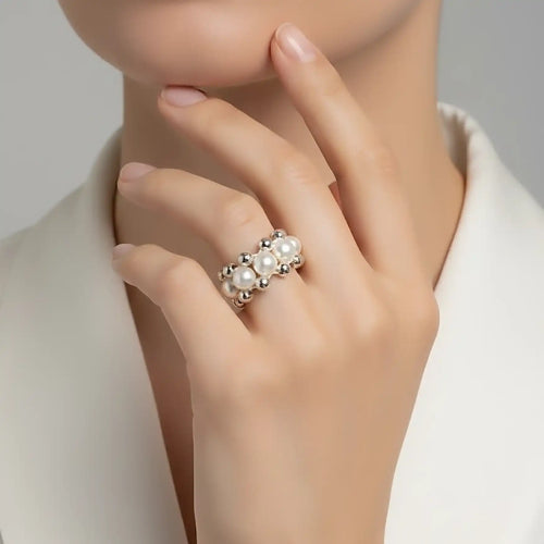 Anello con perla coltivata in argento 925 Galvani Gioielli