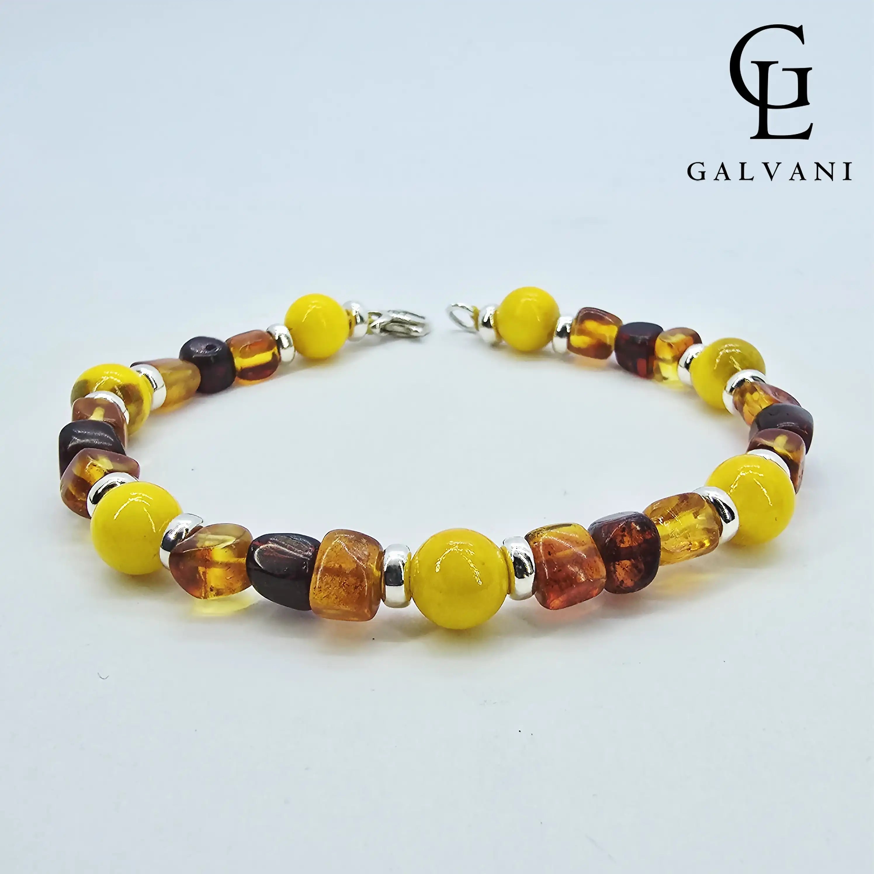 BRACCIALE ANIMA ANTICA Argento 925 Ambra Giada