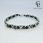BRACCIALE ARES Argento 925 Howlite turchese Diaspro Elephant Skin Onice