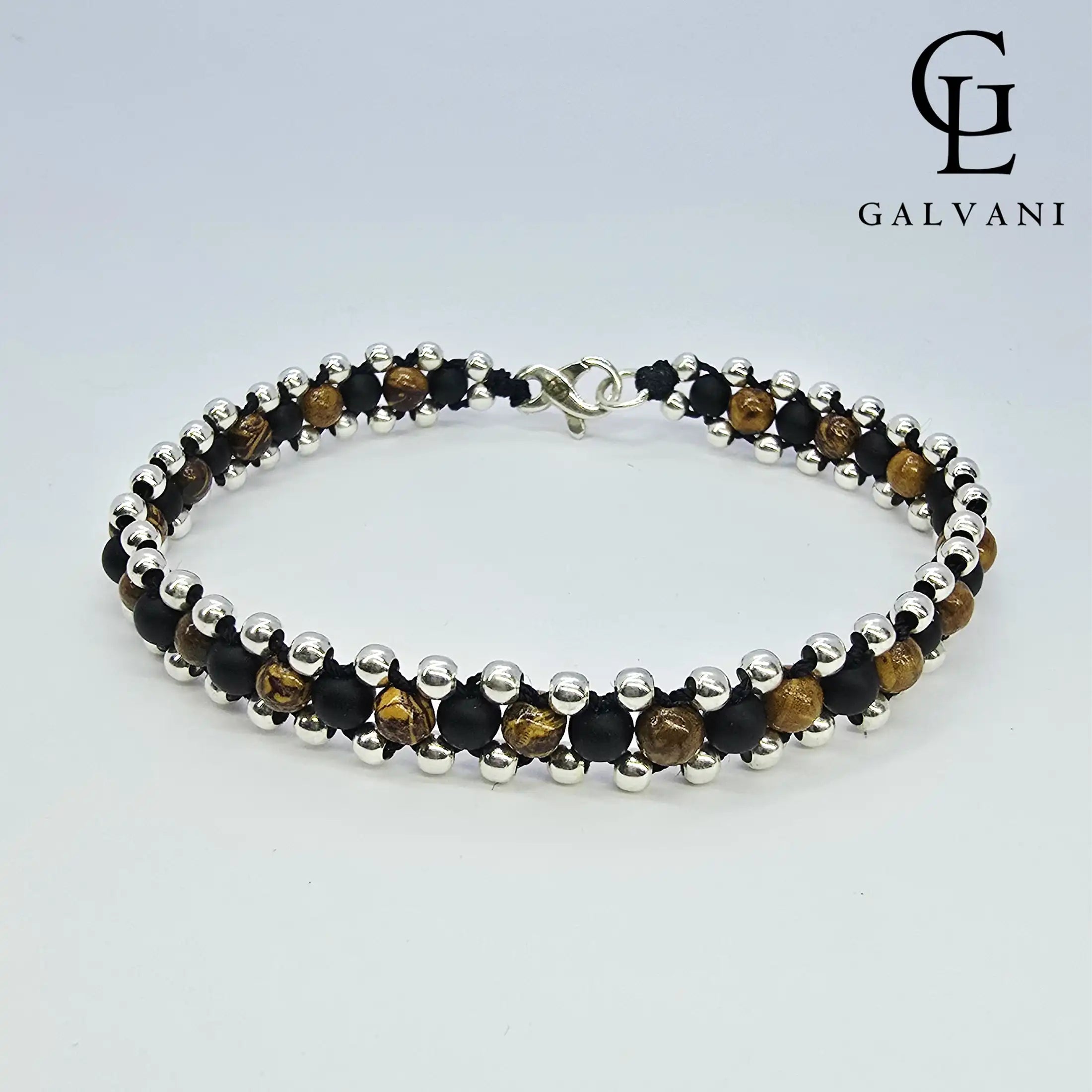 Bracciale Ares Galvani Gioielli in onice, diaspro ed elephant skin con dettagli in argento 925