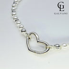 Bracciale Battito con cuore e perla coltivata Galvani gioiello simbolico dettaglio
