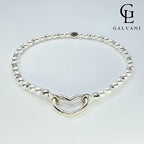 Bracciale Battito con cuore e perla coltivata Galvani gioiello simbolico vista frontale