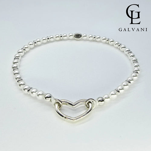 Bracciale Battito con cuore e perla coltivata Galvani gioiello simbolico vista frontale