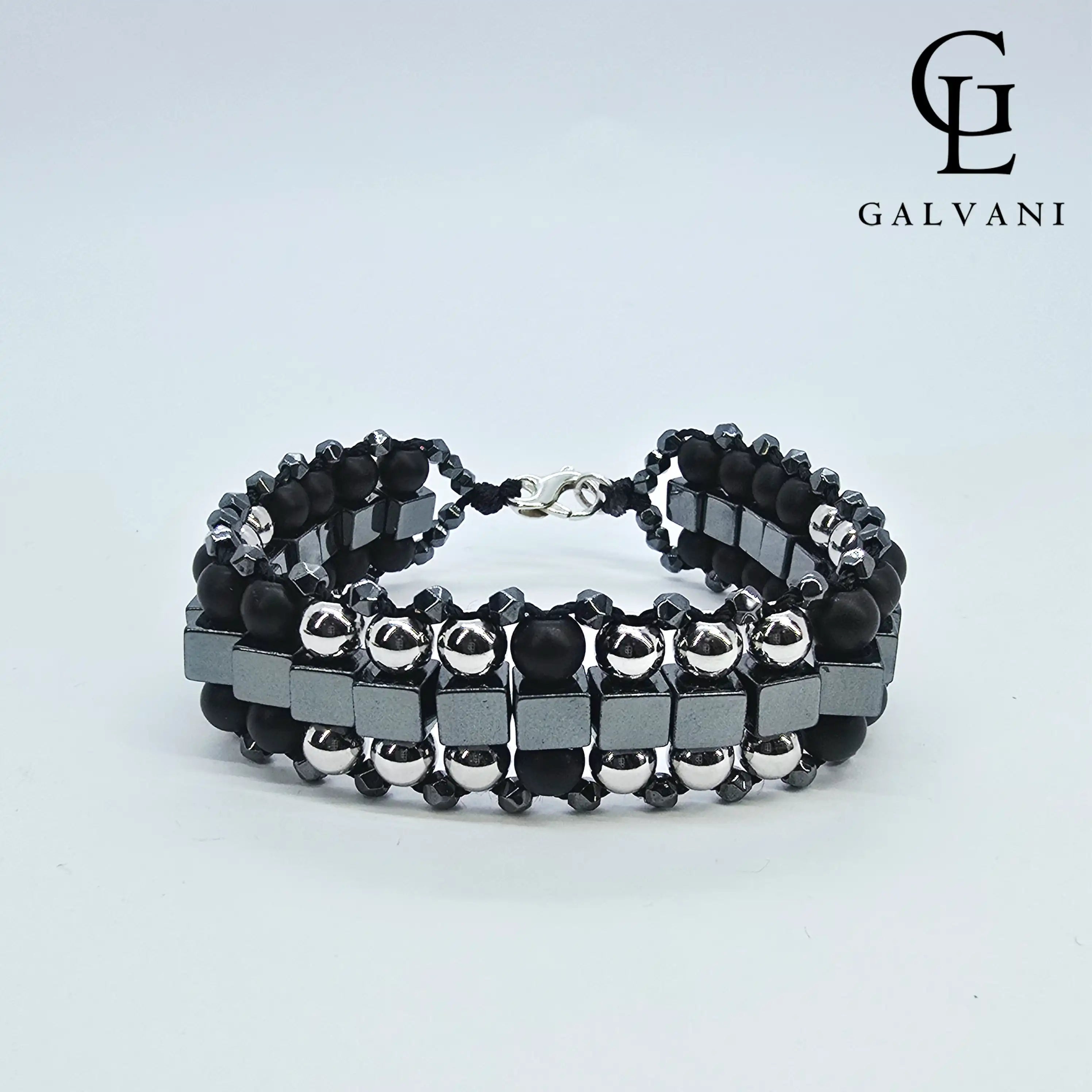 BRACCIALE CARTER Onice Ematite Acciaio Argento 925