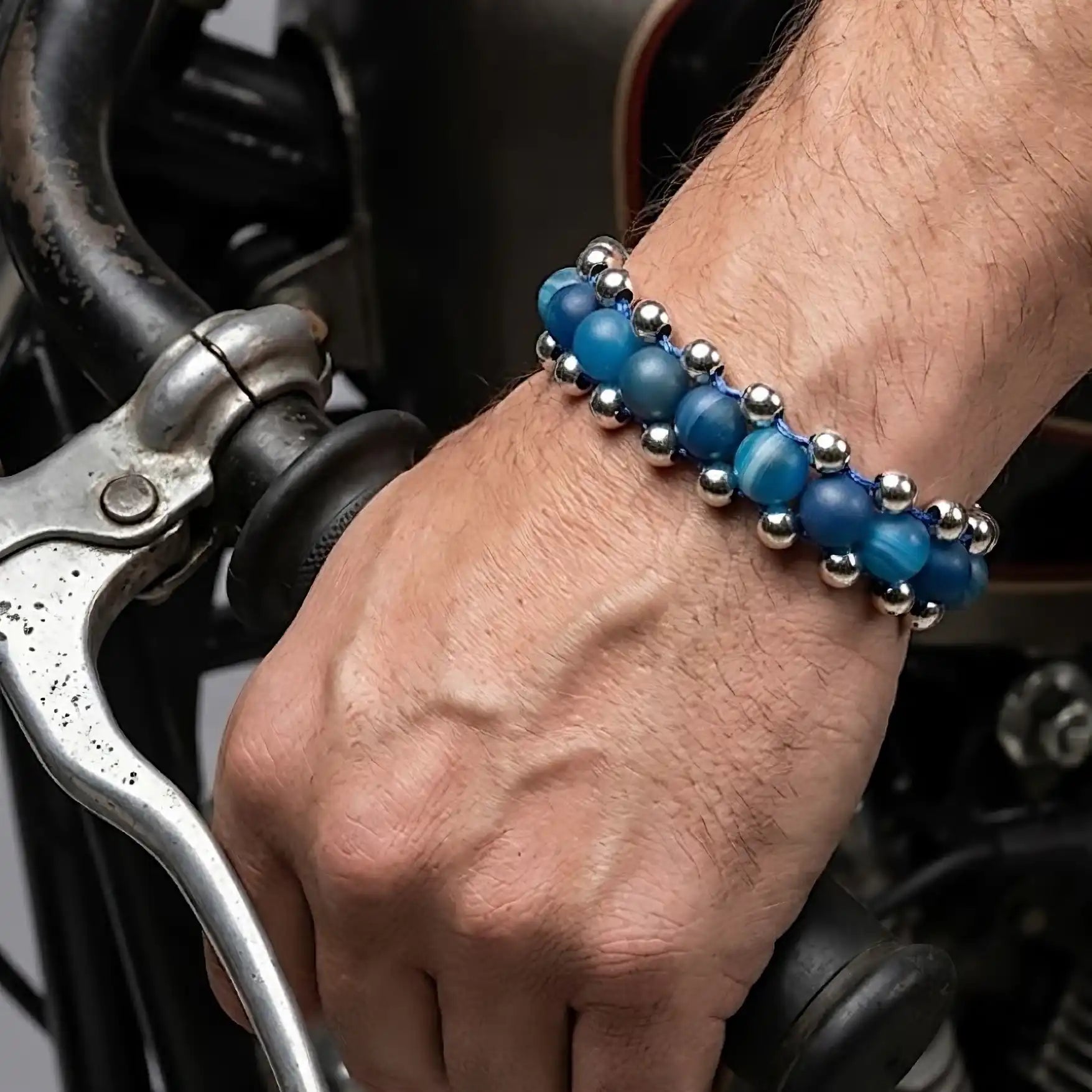 BRACCIALE CHOPPER BLUE Argento 925 Agata Ematite