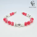 Bracciale Dafne con pietre angelite rosa e howlite bianca Galvani stile delicato vista frontale