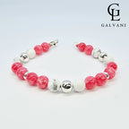 Bracciale Dafne con pietre angelite rosa e howlite bianca Galvani stile delicato vista frontale