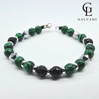 Bracciale Icaro con pietre malachite e onice Galvani gioiello simbolico vista frontale
