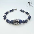 Bracciale Kratos con pietre lapislazzuli e agata Galvani stile deciso vista frontale