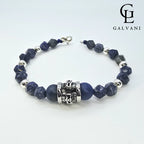 Bracciale Kratos con pietre lapislazzuli e agata Galvani stile deciso vista frontale