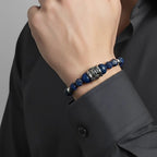 Bracciale uomo Kratos con lapislazzuli e agata in argento 925 e acciaio Galvani Gioielli