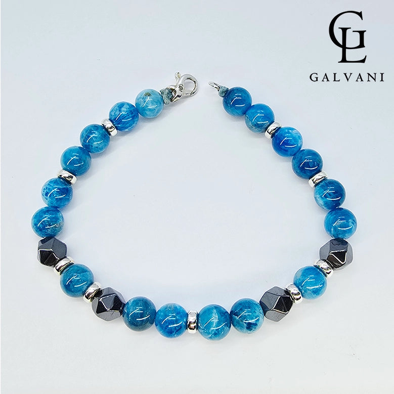 Bracciale Kyanos con apatite ed ematite in argento 925 Galvani Gioielli