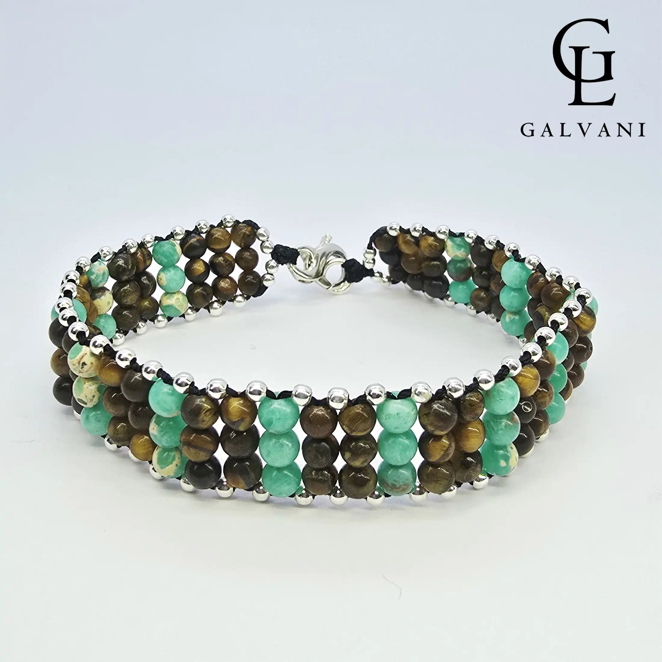 BRACCIALE ROUTE 66 Argento 925 Agalmatolite Occhio di tigre