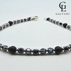 Dettaglio bracciale Titan con ematite e onice in argento 925 Galvani