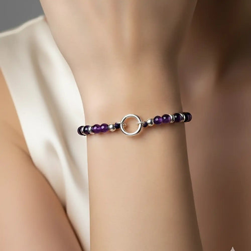 Bracciale donna con ametista naturale in argento 925 Galvani Gioielli