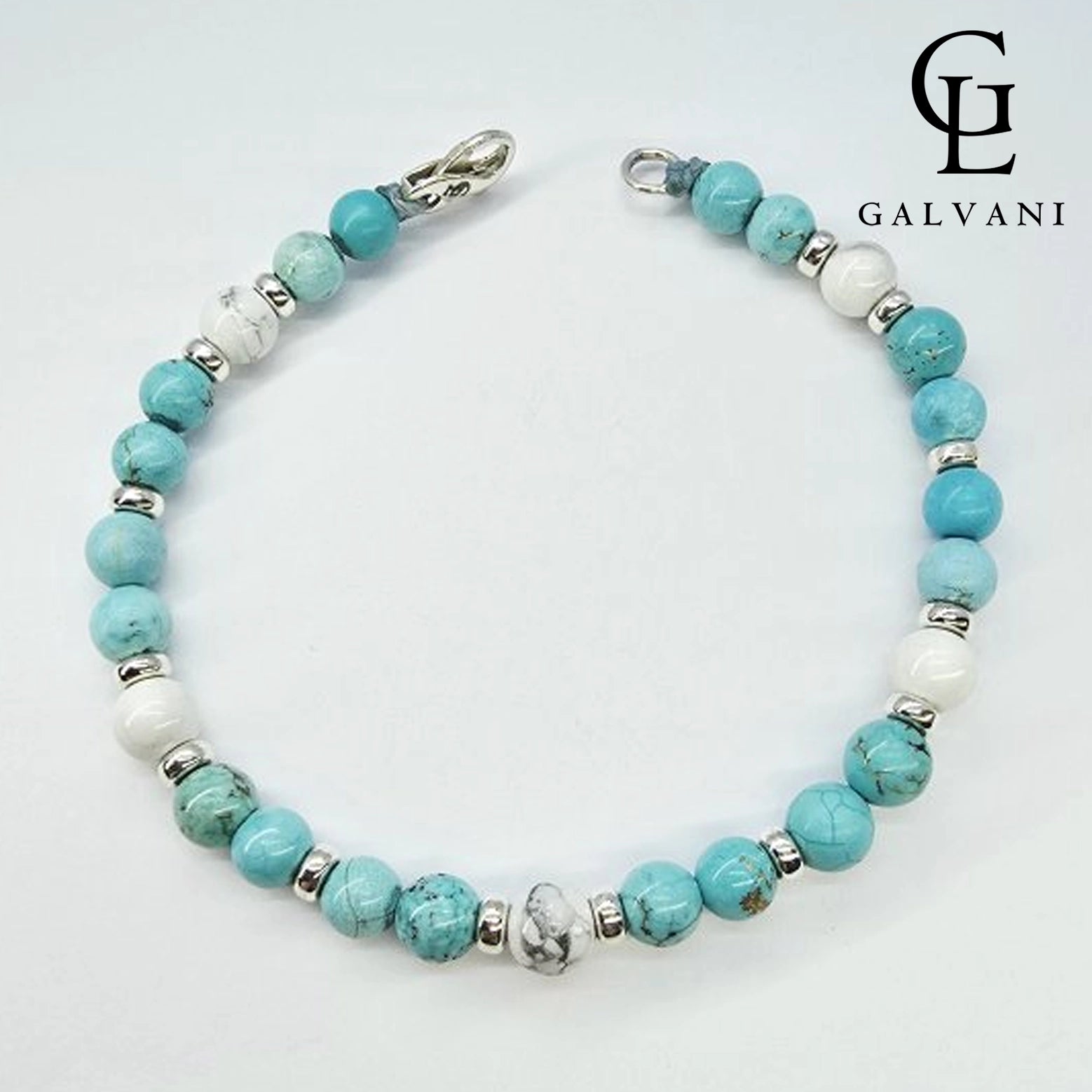 Bracciale Antartide con howlite turchese in argento 925 Galvani Gioielli visto dall'alto
