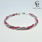 Bracciale Aura con pietre tormalina rosa ed ematite Galvani gioiello elegante vista frontale