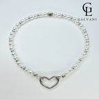 Bracciale Battito con cuore e perla coltivata Galvani gioiello simbolico ed elegante