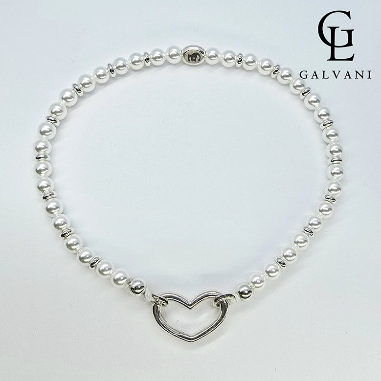 Bracciale Battito con cuore e perla coltivata Galvani gioiello simbolico ed elegante