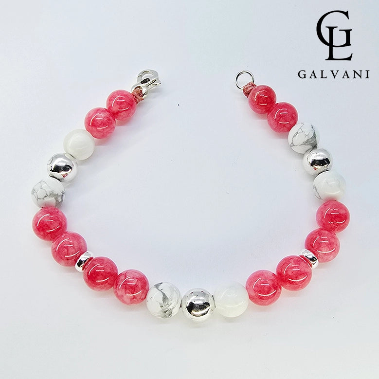 Bracciale Dafne con pietre angelite rosa e howlite bianca Galvani gioiello delicato