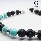 Dettaglio bracciale Etna con turchese lavica e howlite in argento 925 Galvani