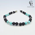Bracciale Etna con pietre turchese lavica e howlite Galvani stile naturale vista frontale