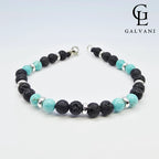 Bracciale Etna con pietre turchese lavica e howlite Galvani stile naturale vista frontale