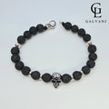 Bracciale Hades con lavica e teschio Galvani stile deciso in argento 925 e acciaio