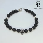 Bracciale Hades con lavica e teschio Galvani stile deciso in argento 925 e acciaio