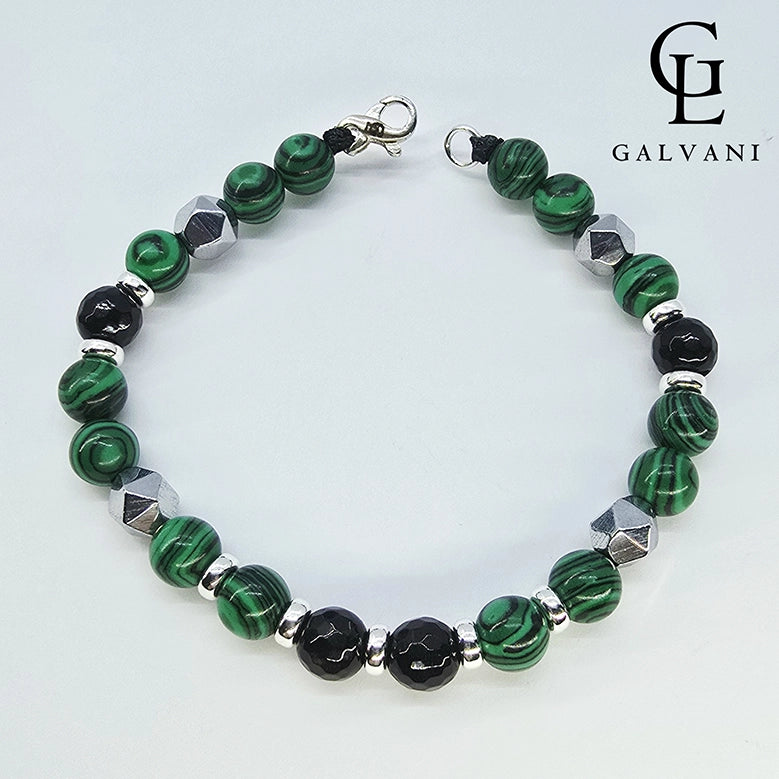 Bracciale Icaro con pietre malachite e onice Galvani gioiello simbolico