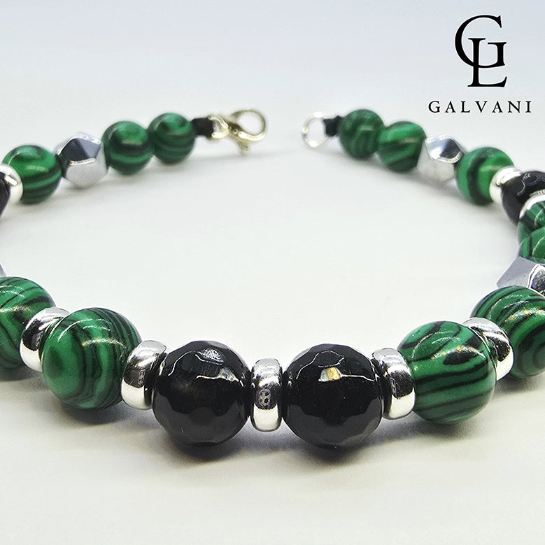 Bracciale Icaro con malachite e onice in argento 925 Galvani gioiello simbolico