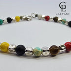 Focus su bracciale Iride con pietre naturali multicolore in argento 925 Galvani