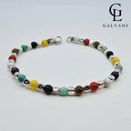 Bracciale Iride con pietre naturali multicolore in argento 925 Galvani vista frontale