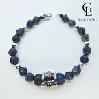 Bracciale Kratos con lapislazzuli e agata in argento 925 e acciaio Galvani Gioielli