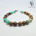Bracciale Safari con pietre agalmatolite ed elephant skin Galvani stile naturale vista frontale