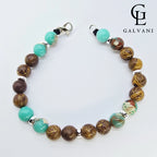 Bracciale Safari con agalmatolite ed elephant skin in argento 925 Galvani Gioielli