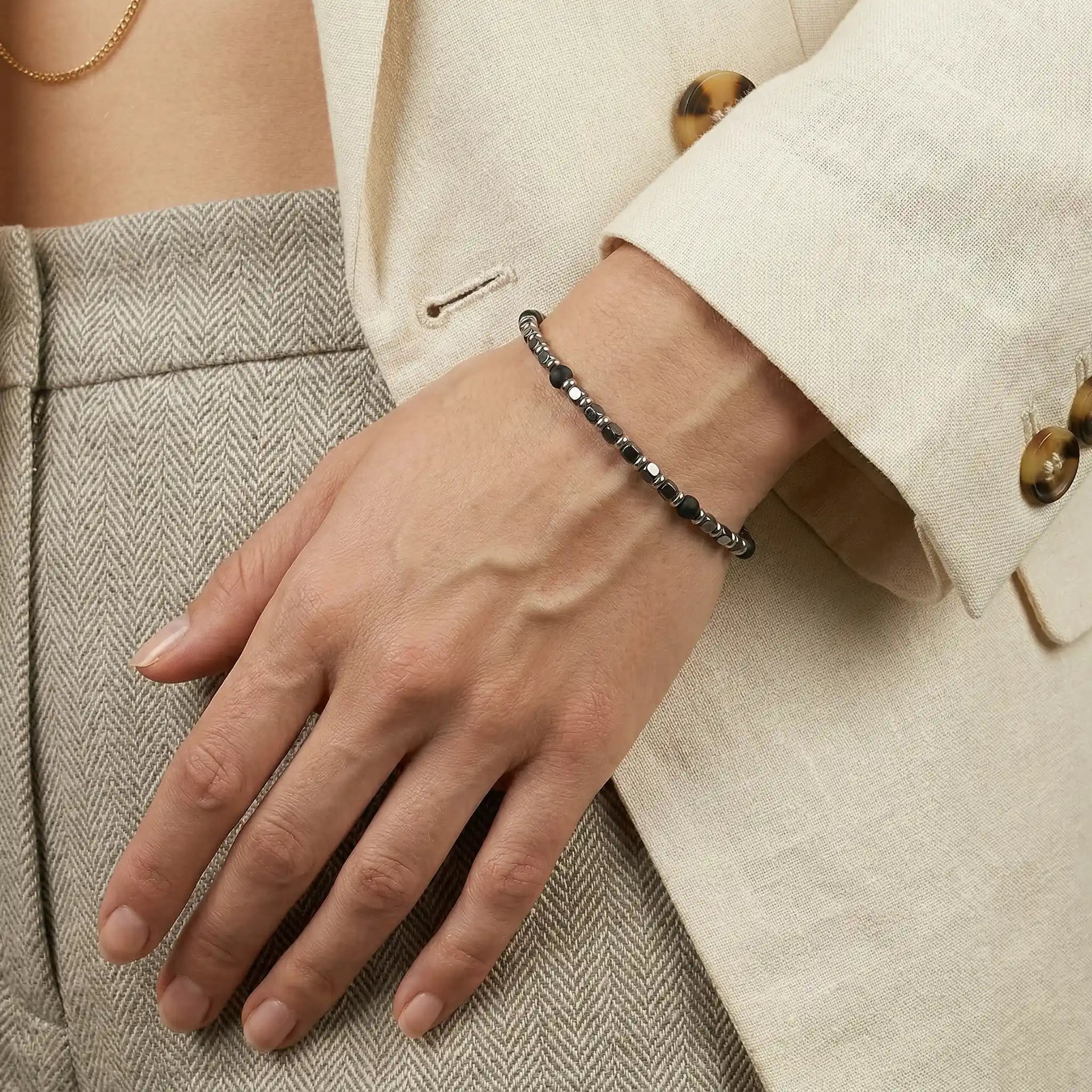 Bracciale Titan con ematite e onice in argento 925 Galvani Gioielli donna