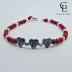 Bracciale TVB con howlite rossa ed ematite in argento 925 Galvani vista frontale