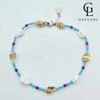 CAVIGLIERA CONCHIGLIA Argento 925 Howlite turchese Corindone