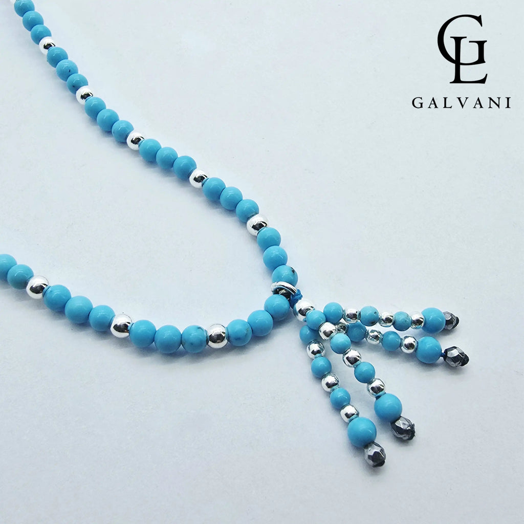 COLLANA CAPRI Argento 925 Howlite turchese girocollo
