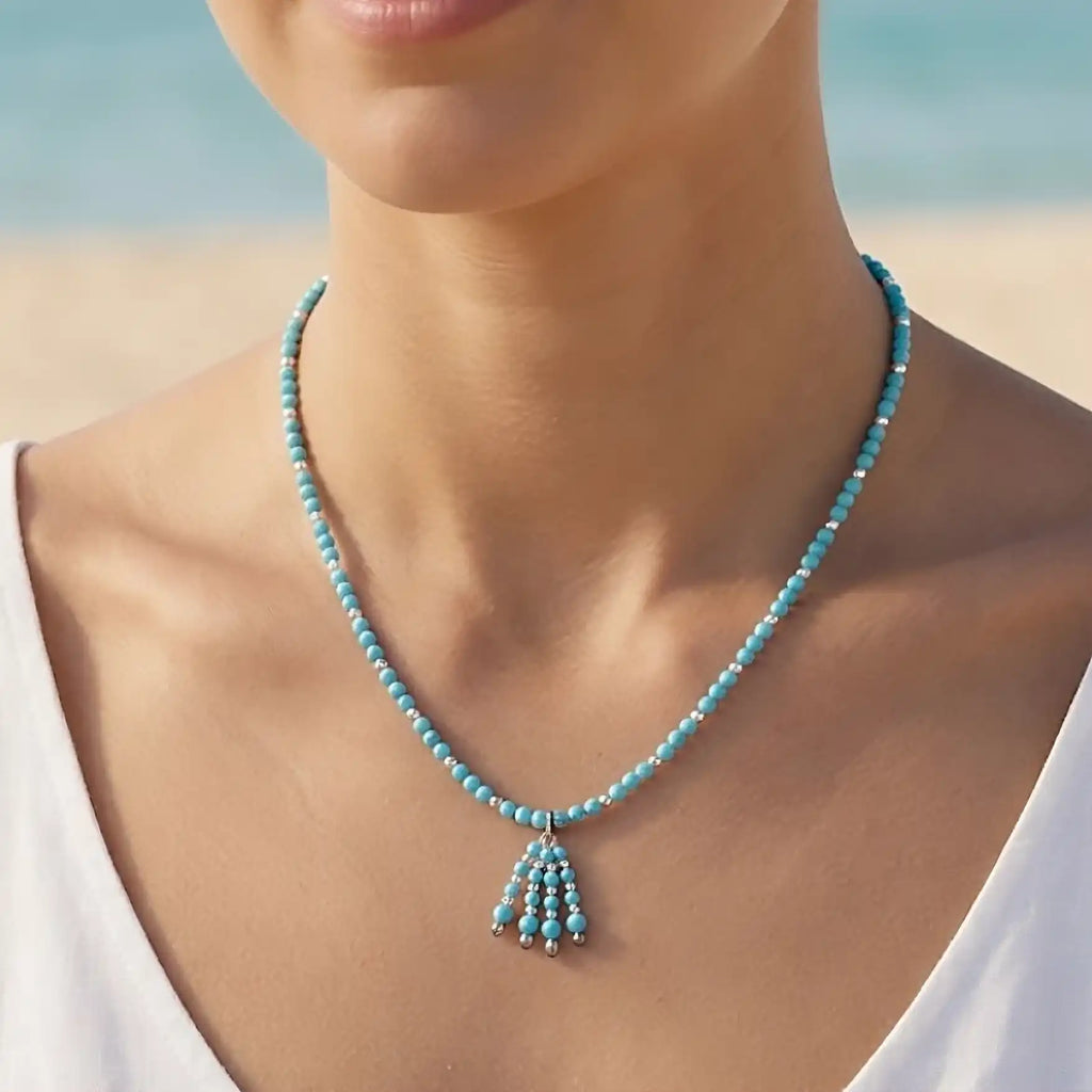 COLLANA CAPRI Argento 925 Howlite turchese girocollo