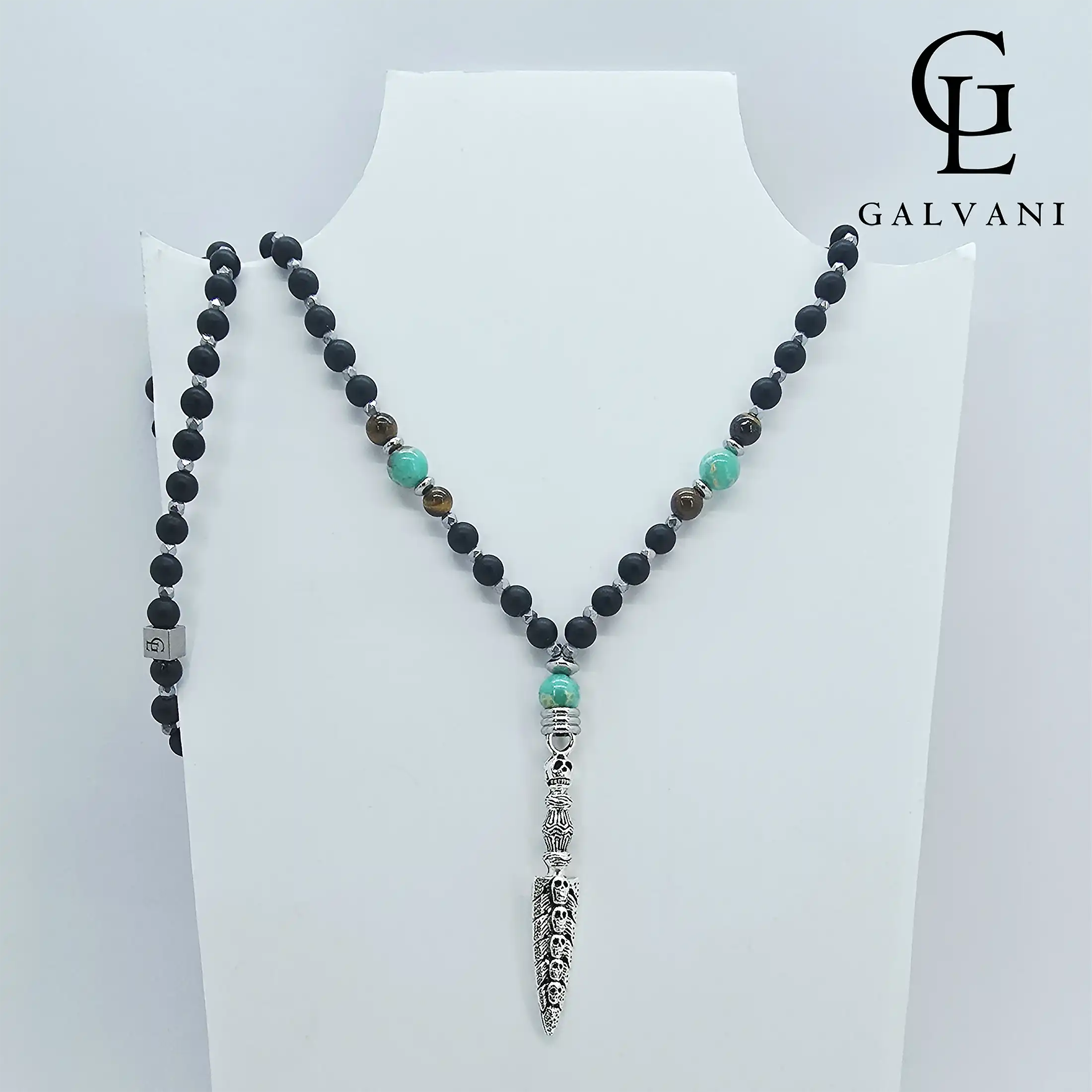 COLLANA IL MIETITORE Onice Agalmatolite Occhio di tigre