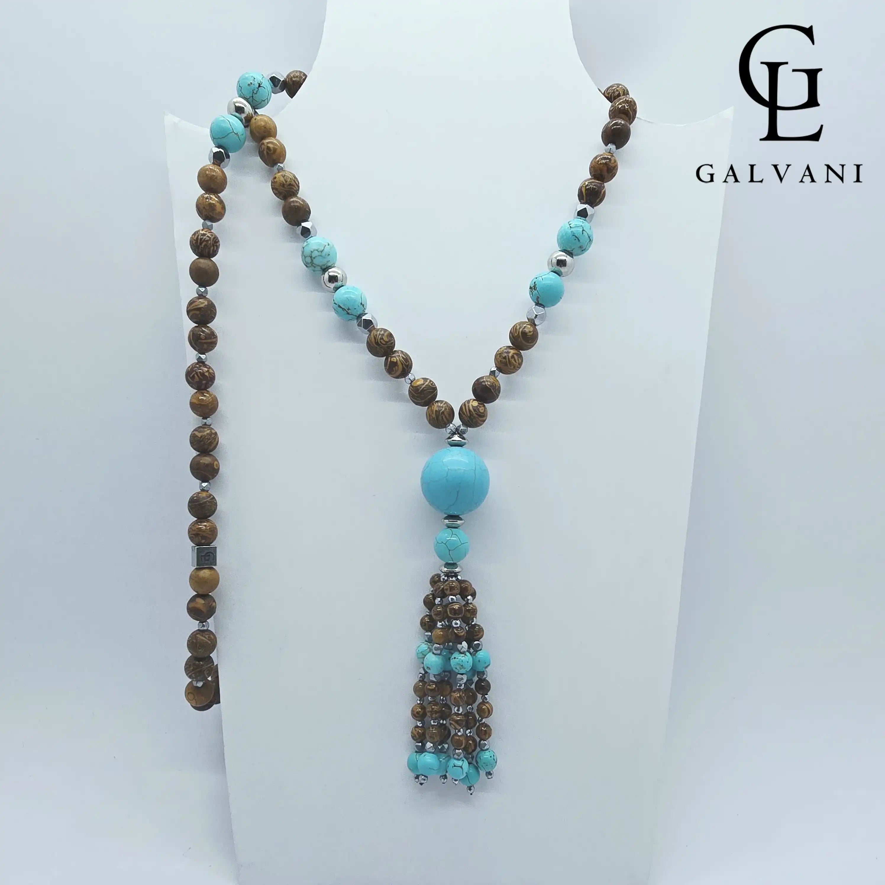 COLLANA MEDUSA Elefhant skin Howlite turchese Ematite Acciaio