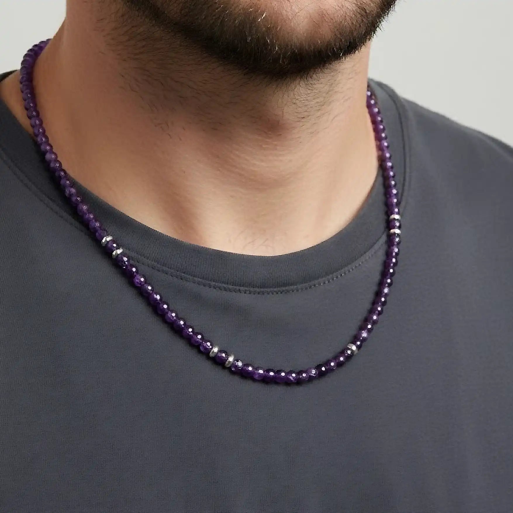 Collana ametista uomo in argento 925 Galvani Gioielli