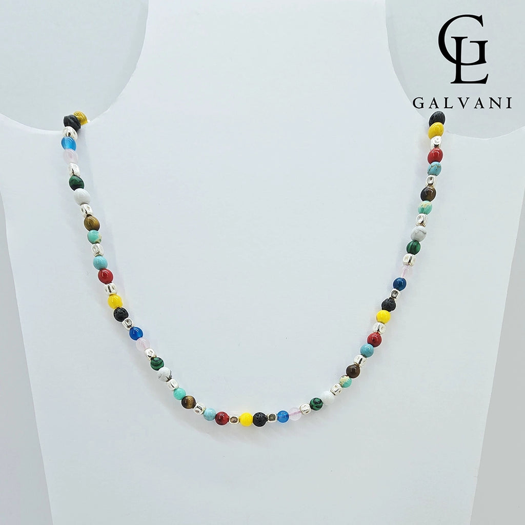 Collana Iride con mix di pietre naturali in argento 925 Galvani vista frontale