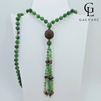 Collana Medusa con giada occhio di tigre ematite legno e acciaio Galvani vista frontale
