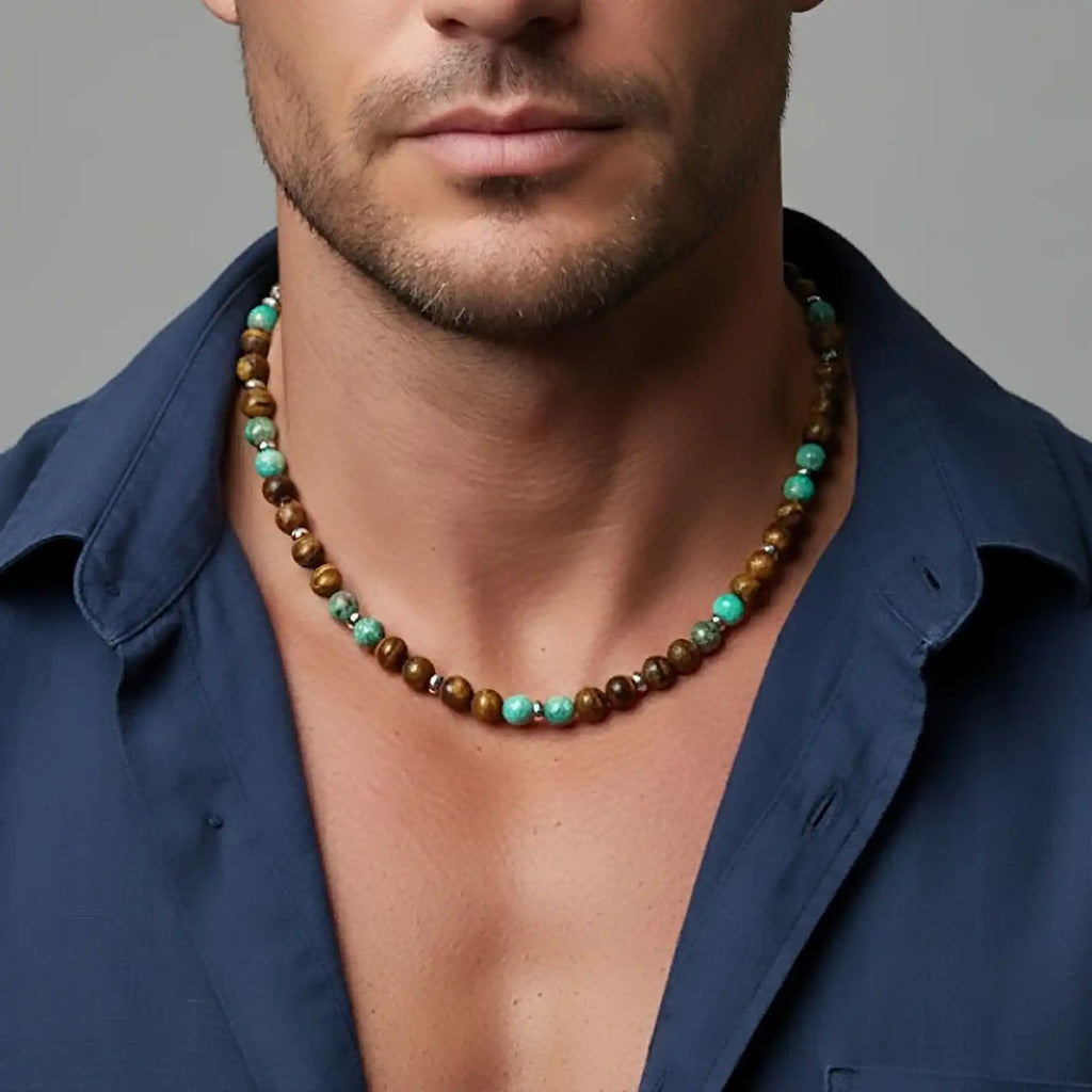 Collana Safari uomo con agalmatolite elephant skin in argento 925 Galvani Gioielli