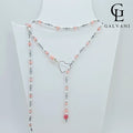 Collana Venere donna con calcedonia rosa ematite e perla in argento 925 Galvani vista frontale